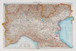 Prints of Andres Allgemeiner Handatlas - Bielefeld und Leipzig 1896 Italian Map Prints: Map of North Italy 1896