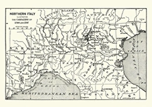 Images Dated 10th June 2016: Map of Northern Italy illustrating the campaigns of 1796-1797