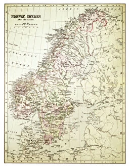 Images Dated 5th July 2015: Map of Norway and Sweden 1894