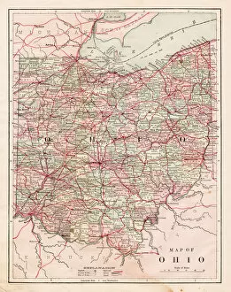 Images Dated 10th April 2018: Map of the Ohio state USA 1881