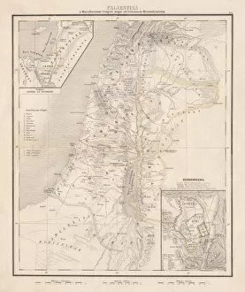 Images Dated 20th April 2014: Map of Palestine, steel engraving, published in1861