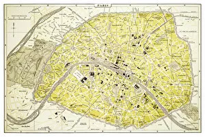 Textured Effect Collection: Map of Paris 1894