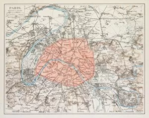 Images Dated 25th June 2015: Map of Paris 1895
