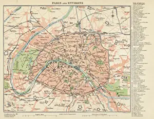 Map of Paris and environs - The Encyclopedia Britannica -1896