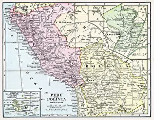 Prints of A color map of Peru and Bolivia, including the Galapagos Islands, 1922. (Photo by Interim Archives/Getty Images) Discover the World in Maps: Past, Present, and Beyond: Map Of Peru And Bolivia