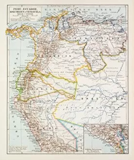 Images Dated 25th June 2015: Map of Peru Ecuador Venezuela 1896