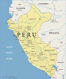 Images Dated 3rd July 2018: Map of Peru - Vector