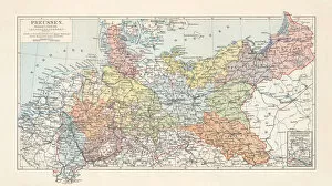 Images Dated 8th December 2018: Map of Prussia (Germany), 1866 to 1918, litograph, published 1897