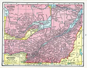 Prints of A color map of the province of Quebec, Canada, 1922. (Photo by Interim Archives/Getty Images) Discover the World in Maps: Past, Present, and Beyond: Map Of Quebec