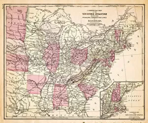 Images Dated 23rd February 2017: Map of Railroads USA 1883