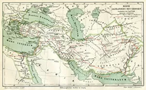 Alexander the Great (356 bc-323 bc) Collection: Map of the reign of Alexandre the Great 1895