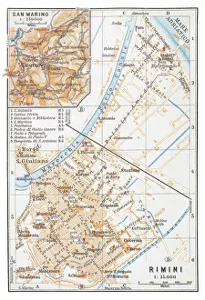 Map of Rimini - Emilia-Romagna, Italy - 1893