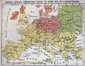 Map of the Roman Empire at the end of the 2nd Century, Vintage illustration, German text