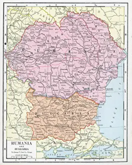 Prints of A color map of Rumania (Romania) and Bulgaria, 1922. (Photo by Interim Archives/Getty Images) Discover the World in Maps: Past, Present, and Beyond: Map Of Romania And Bulgaria