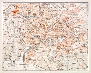 Images Dated 30th June 2015: Map of Rome 1896