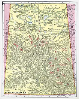 Prints of A color map of the province of Saskatchewan, Canada, 1922. (Photo by Interim Archives/Getty Images) Discover the World in Maps: Past, Present, and Beyond: Map Of Saskatchewan