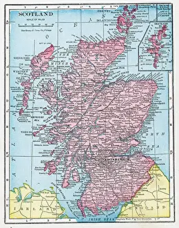 Prints of A color map of Scotland, 1922. (Photo by Interim Archives/Getty Images) Discover the World in Maps: Past, Present, and Beyond: Map Of Scotland