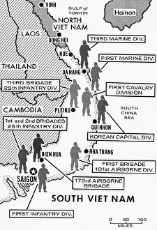 Information Prints: Map Showing Divisions in the Vietnam War