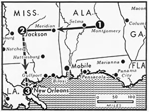 Map Showing Freedom Riders Route