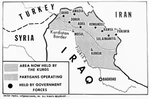Baghdad Prints: Map Showing Kurdish Territory in Iraq