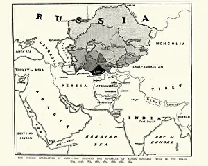 Map showing the Russian annexation of Merv, 1884