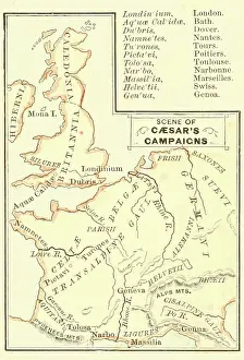 Arc0011079 Prints: Map Shows Scene Of Caesar's Campaigns