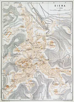 Map of Siena, Italy - 1893