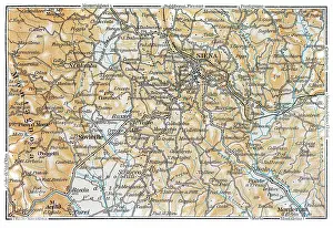 Map of Siena and surroundings, Italy - 1893