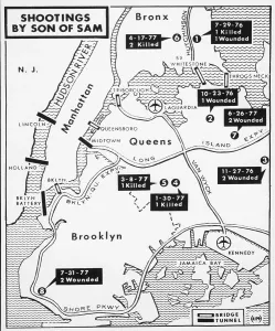 Murder Prints: Map of Son of Sam Killings