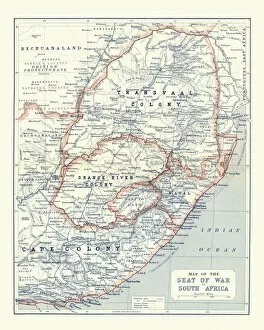 Historical Geopolitical Location Collection: Map of South Africa during the Second Boer War