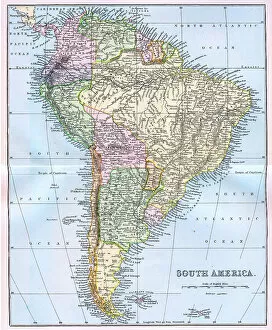 Chile Collection: Map of South America 19th Century