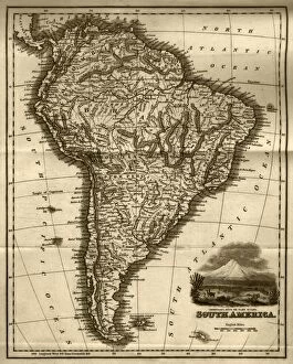 Chile Collection: Map of South America (early 19th century steel engraving)