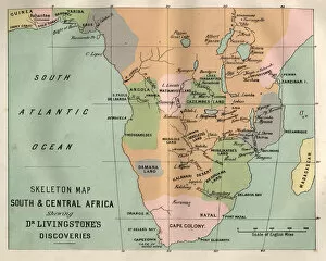 Images Dated 5th January 2018: Map South and Central Africa, Livingstones discoveries