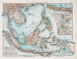 Images Dated 23rd April 2018: Map of southeast Asiaa┬Ç┬Ös Malay Archipelago 1896