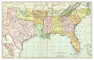 Images Dated 7th May 2018: Map of Southern States USA 1895