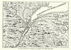 Images Dated 22nd February 2019: Map of the St Lawrence river, 18th Century