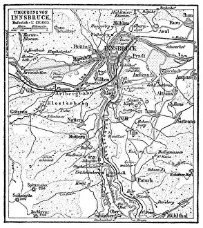 Surroundings Prints: Map of the surroundings of Innsbruck