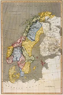 Scandinavia Collection: Map of Sweden with Denmark and Norway