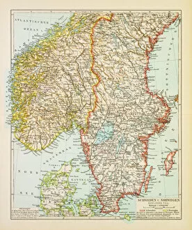 Images Dated 30th June 2015: Map of Sweden and Norway 1897