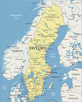 Images Dated 14th May 2018: Map of Sweden - Vector