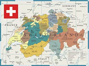 Images Dated 14th May 2018: Map of Switzerland