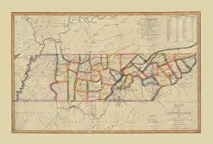 Townships Prints: Map of Tennessee 1818