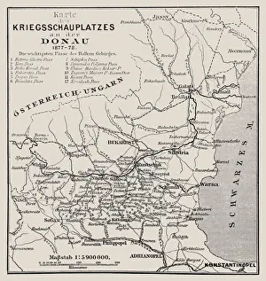 Prints of Illustration of a Map of the theater of war on the Danube Historcal Battle Maps And Plan Prints: Map of the theater of war on the Danube 1877-78