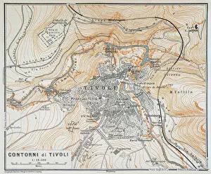 Map of Tivoli and surroundings, Italy - 1893