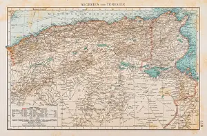 Map of Tunisia and Algeria 1896