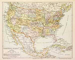 Images Dated 23rd June 2015: Map of United States and Mexico 1897