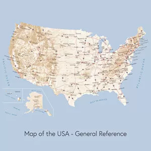 Images Dated 14th April 2018: Map of the USA general reference