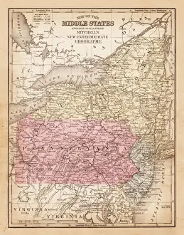Map of USA Middle states 1881