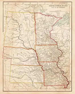Map of USA North Central States 1877