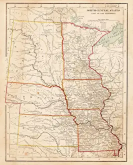 Map of USA North Central States 1877